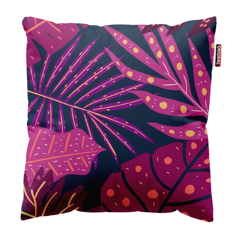 کوسن پاد آفرین مدل مینیمال طرح گل و برگ کد PK403557 سایز 40*40 سانتی متر