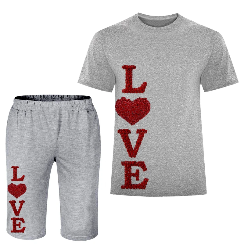 ست تی شرت و شلوارک مردانه مدل A65 LOVE