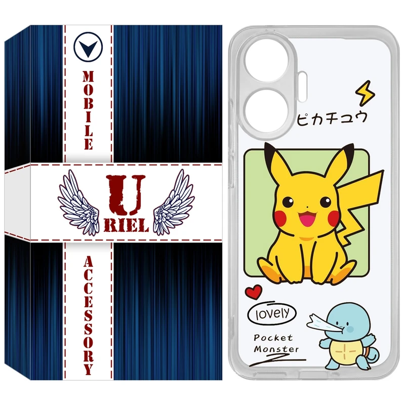 کاور یوریل مدل Clear کد 28 طرح پوکمون مناسب برای گوشی موبایل شیائومی Poco F7