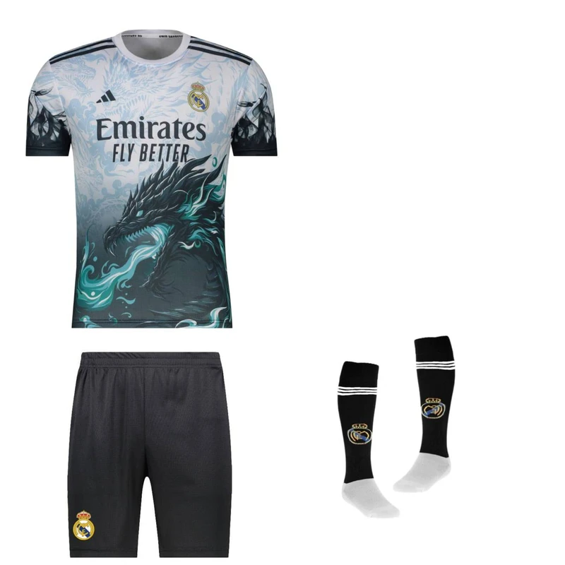 ست 3 تکه لباس ورزشی پسرانه مدل دراگون رئال مادرید طرح امباپه کد f2026