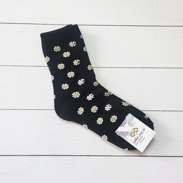 جوراب ساق بلند زنانه تن پوش هنگامه مدل گل بابونه کد BL11 -  - 2