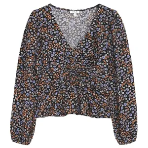 کراپ بلوز آستین بلند یقه هفت زنانه مدل M-45006