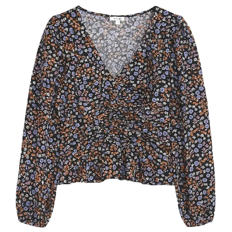 کراپ بلوز آستین بلند یقه هفت زنانه مدل M-45006