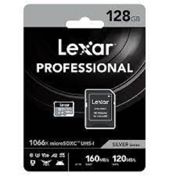 کارت حافظه microSDXC لکسار مدل 1066X کلاس A2 استاندارد UHS-U3 سرعت 160MBps ظرفیت 128 گیگابایت به همراه آداپتور SD