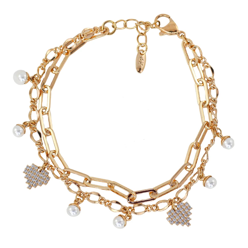 دستبند زنجیری زنانه ژوپینگ مدل قلبی کد AAD749