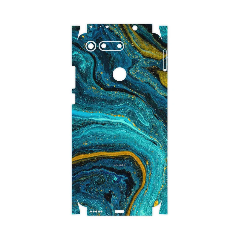 برچسب پوششی ماهوت مدل Turquoise marblewith golden streaks-FullSkin مناسب برای گوشی موبایل آنر View 20