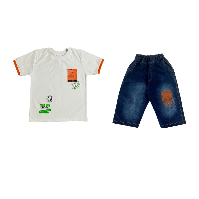 ست تی شرت و شلوارک پسرانه مدل TREND BOOM