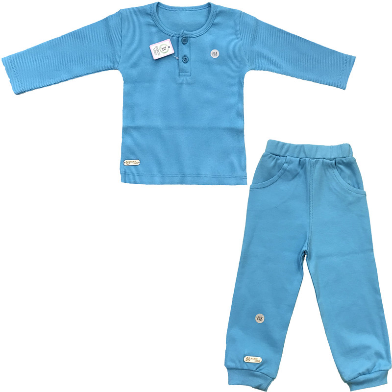 ست تی شرت و شلوار نوزادی برگ سبز مدل B01