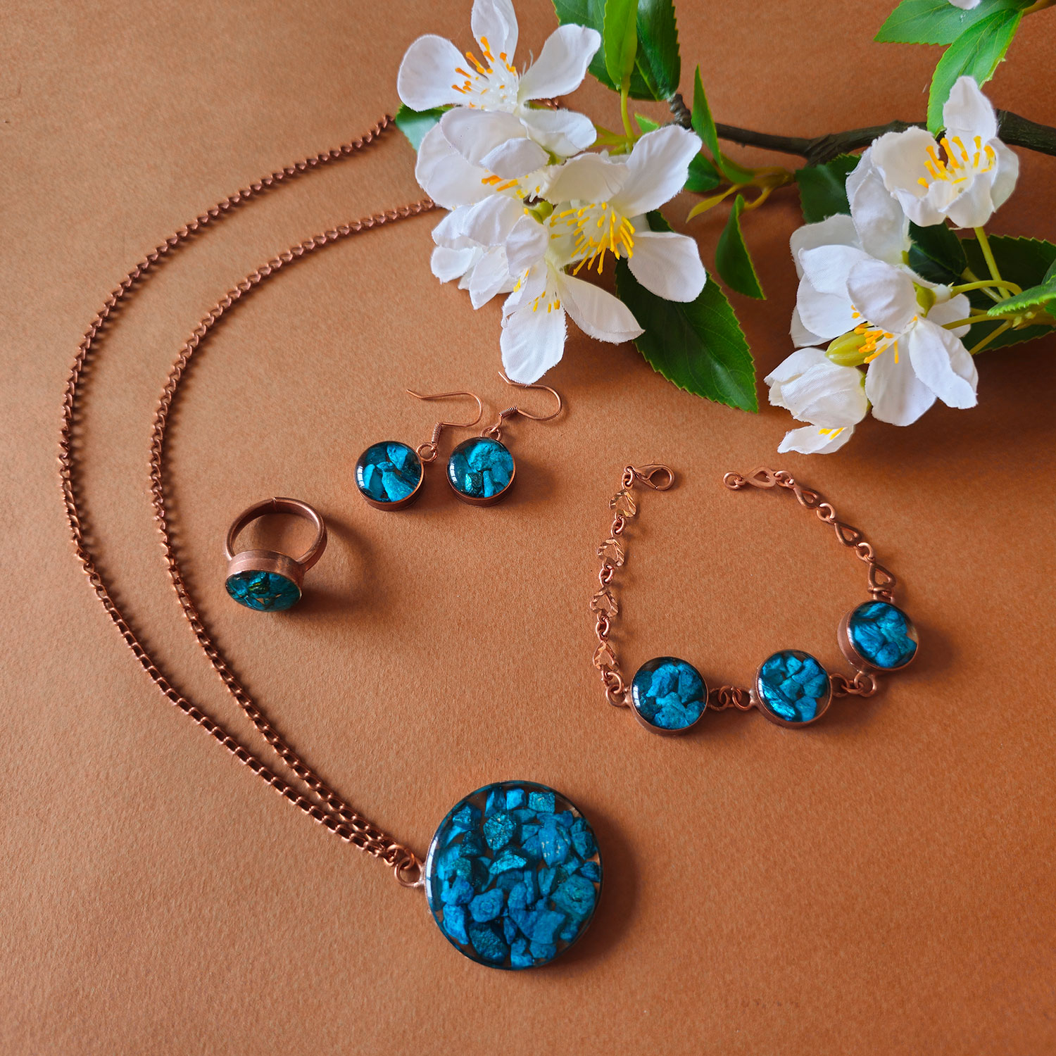 ست زیورآلات دست ساز زنانه مدل رزین کد S053