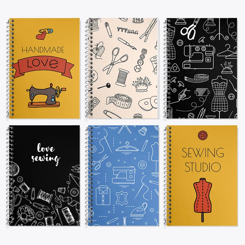 دفتر زبان 50 برگ خندالو مدل دو خط طرح خیاطی کد 100 مجموعه 6 عددی