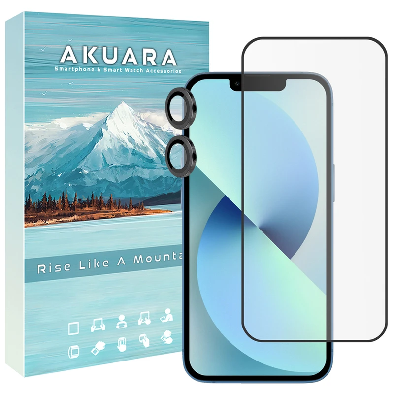 محافظ صفحه نمایش آکوآرا مدل AKU flrn مناسب برای گوشی موبایل اپل iPhone 14 به همراه محافظ لنز دوربین