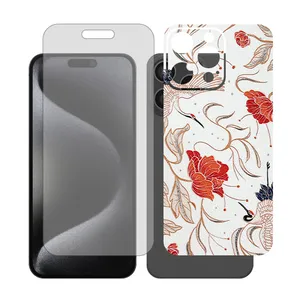 Glass Together model transparent screen protector suitable for Apple iPhone 15 Pro Max mobile phone with cover sticker on the back of the phone