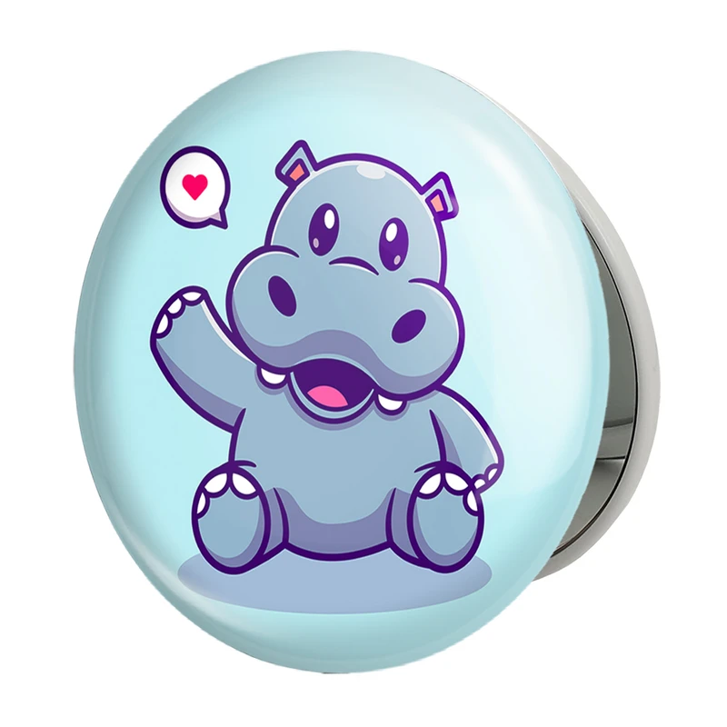 آینه جیبی خندالو طرح حیوانات بامزه اسب آبی مدل تاشو کد 29668