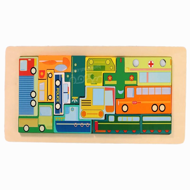پازل آموزشی مدل کاتامینوی چوبی برجسته طرح وسایل نقلیه -  - 1