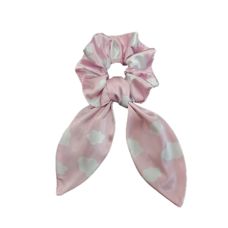 کش مو زنانه مدل ساتن ابریشم دنباله دار طرح ابر 