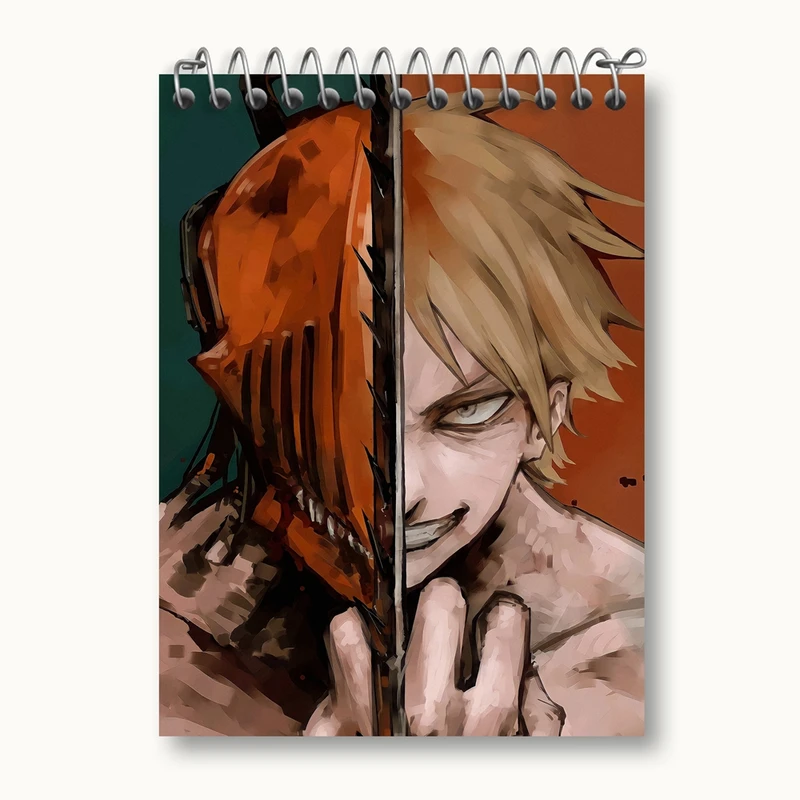 دفتر یادداشت 50 برگ خندالو مدل دنجی انیمه مرد اره ای Chainsaw Man کد 17905