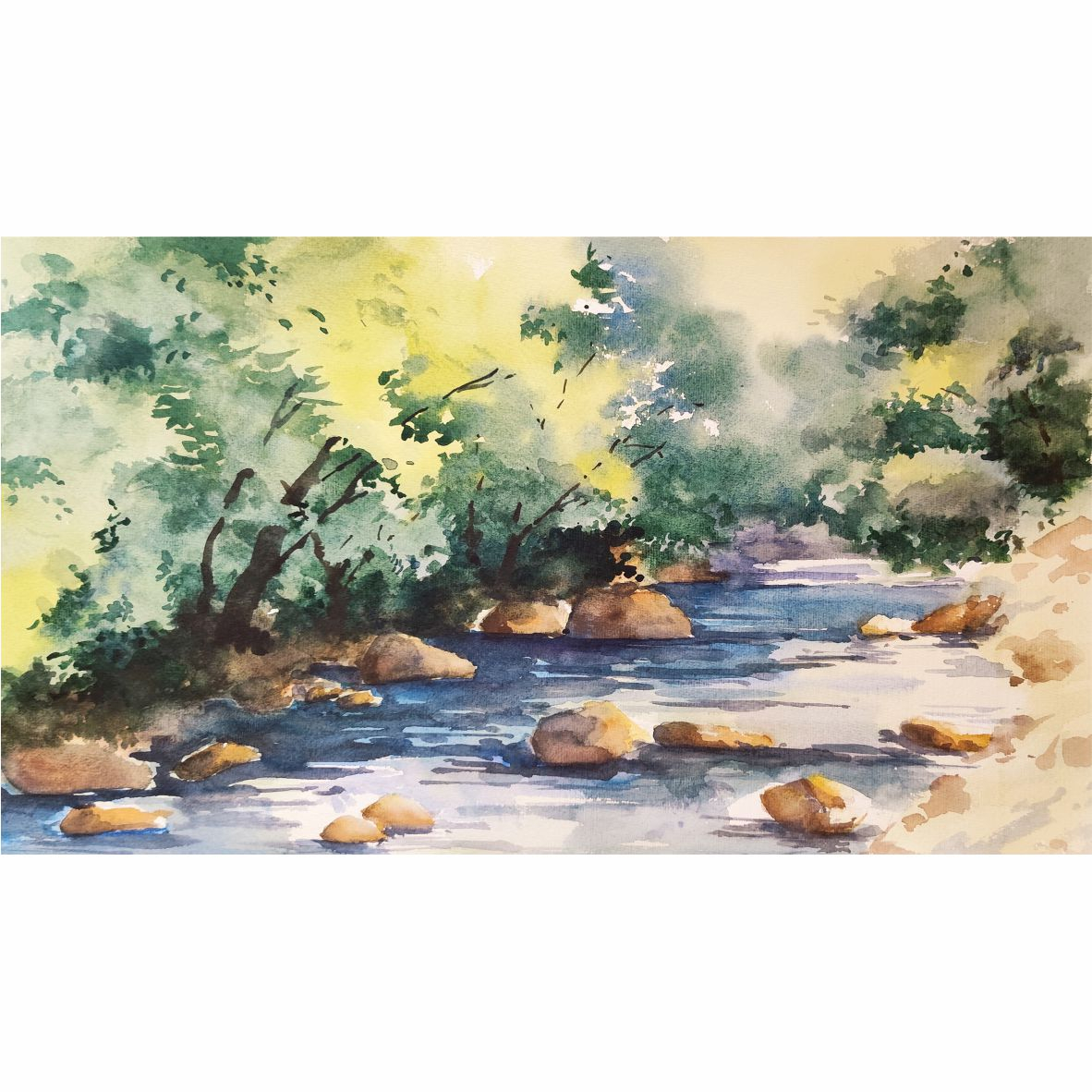 نقاشی آبرنگ طرح طبیعت کد 1053