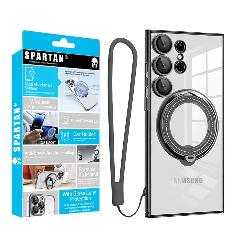 کاور اسپارتان مدل Ring Stand Strap مناسب برای گوشی موبایل سامسونگ Galaxy S25 Ultra به همراه بندآویز