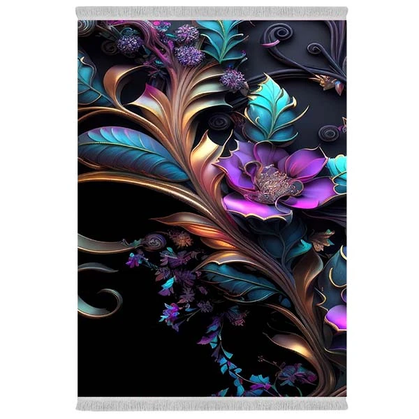 فرش پارچه‌ای دفه مدل فرشینه شانل مخمل طرح فانتزی کد 7108