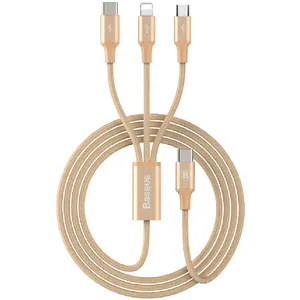 کابل تبدیل USB-C به USB-C/لایتنینگ/MicroUSB باسئوس مدل CAMLT-SU0V طول 1.2 متر
