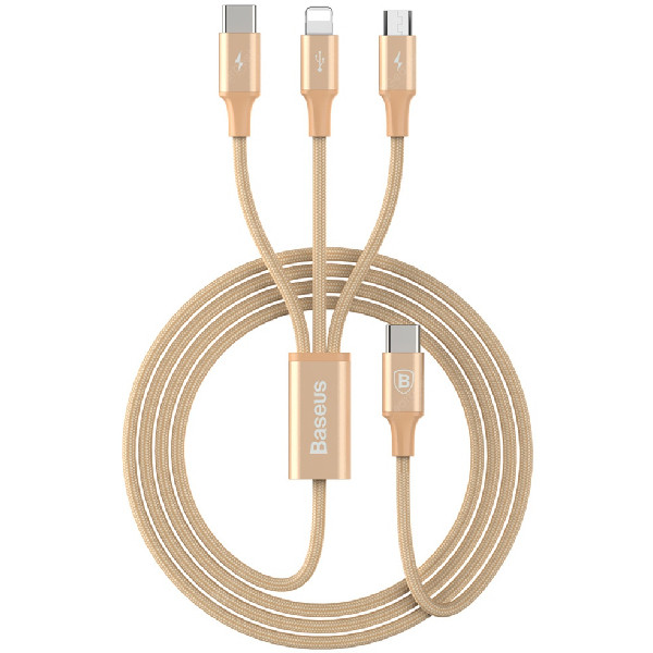 کابل تبدیل USB-C به USB-C/لایتنینگ/MicroUSB باسئوس مدل CAMLT-SU0V طول 1.2 متر