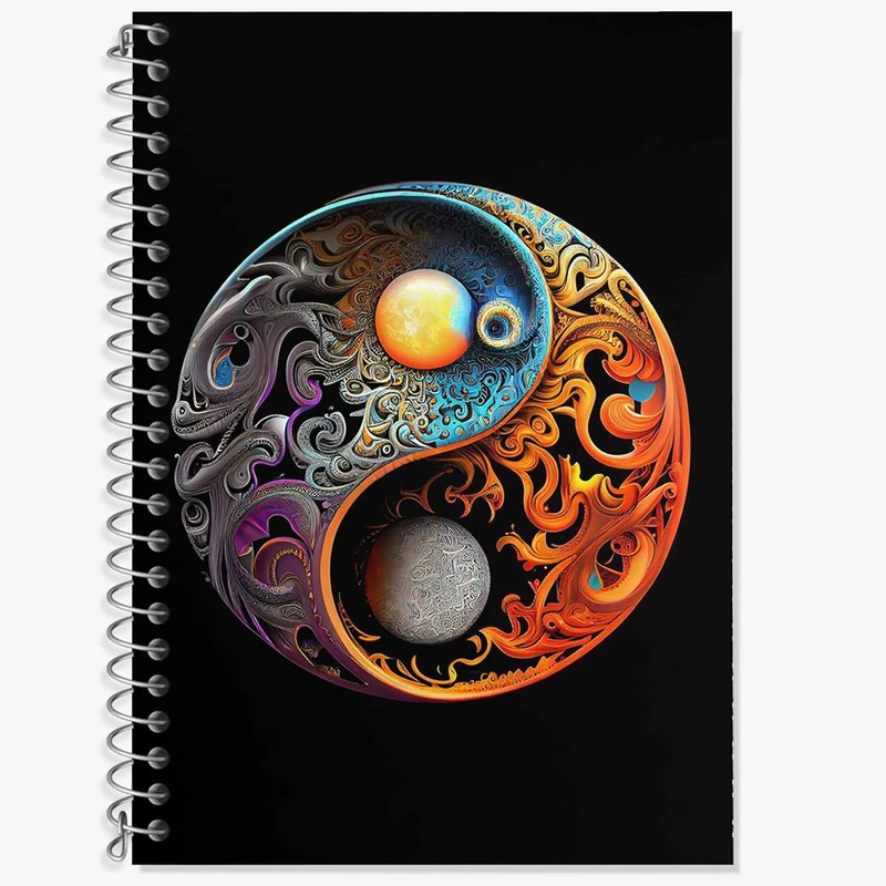 دفتر زبان 50 برگ خندالو مدل دو خط طرح یین و یانگ کد 30507