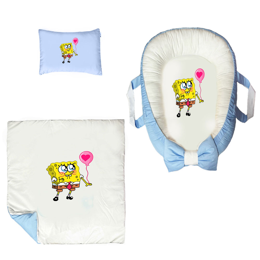 سرویس خواب سه تکه نوزاد ناریکو مدل گارد محافظ دار طرح باب اسفنجی کد 0638