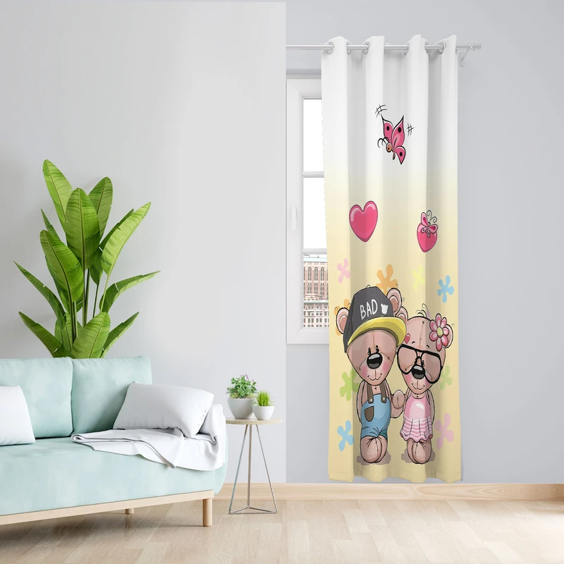پرده مدل خرس مخمل پانچی کد 1383 سایز 140x200 سانتی متر