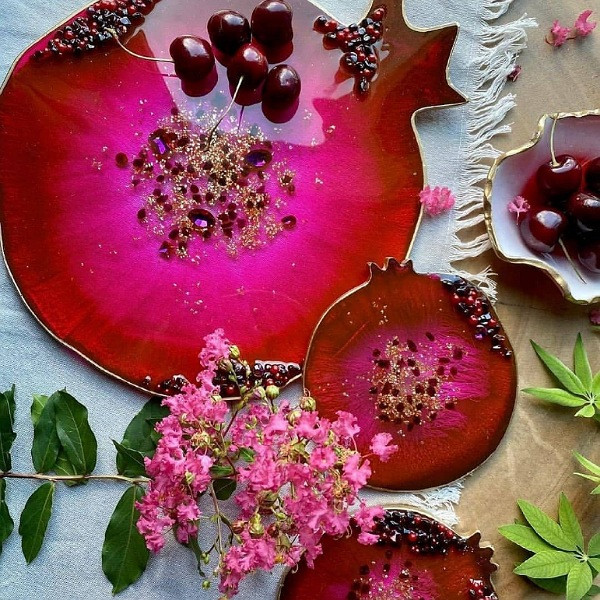 قالب رزین اپوکسی مدل زیر لیوانی طرح انار کد GH -800