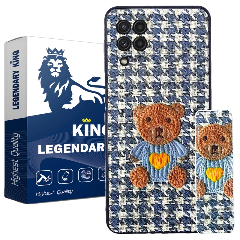   کاور لاین کینگ طرح خرس 3D مناسب برای گوشی موبایل سامسونگ Galaxy A12 به همراه پایه نگهدارنده