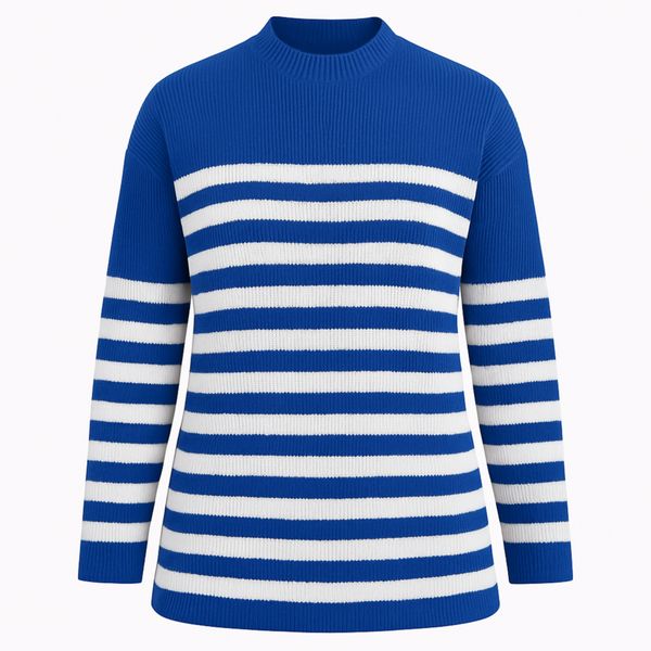 پلیور یقه گرد زنانه مدل راه راه