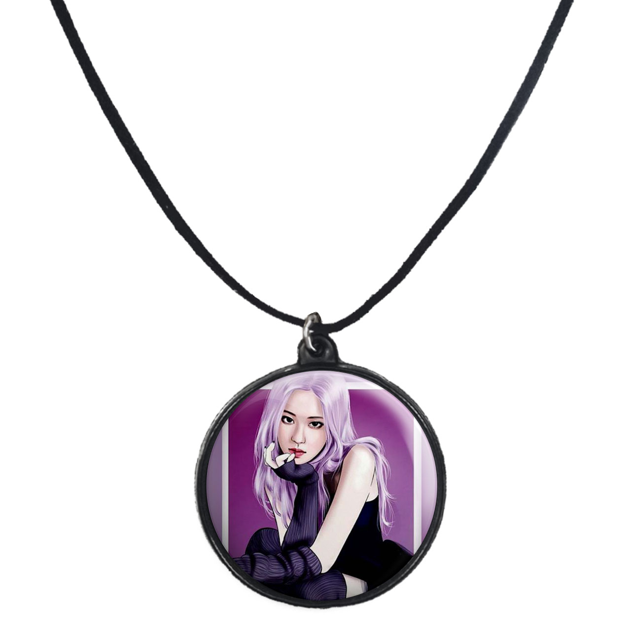 گردنبند پرمانه طرح بلک پینک کد pmb.6961 مدل دو طرفه