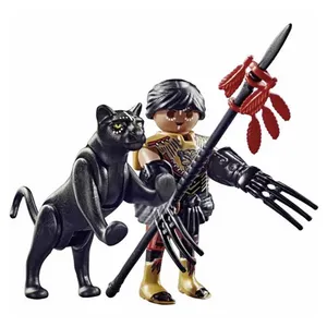  فیگور پلی موبیل مدل پسر جنگجو و پلنگ  کد ۷۰۸۷۸  ارتفاع 12 سانتی متر