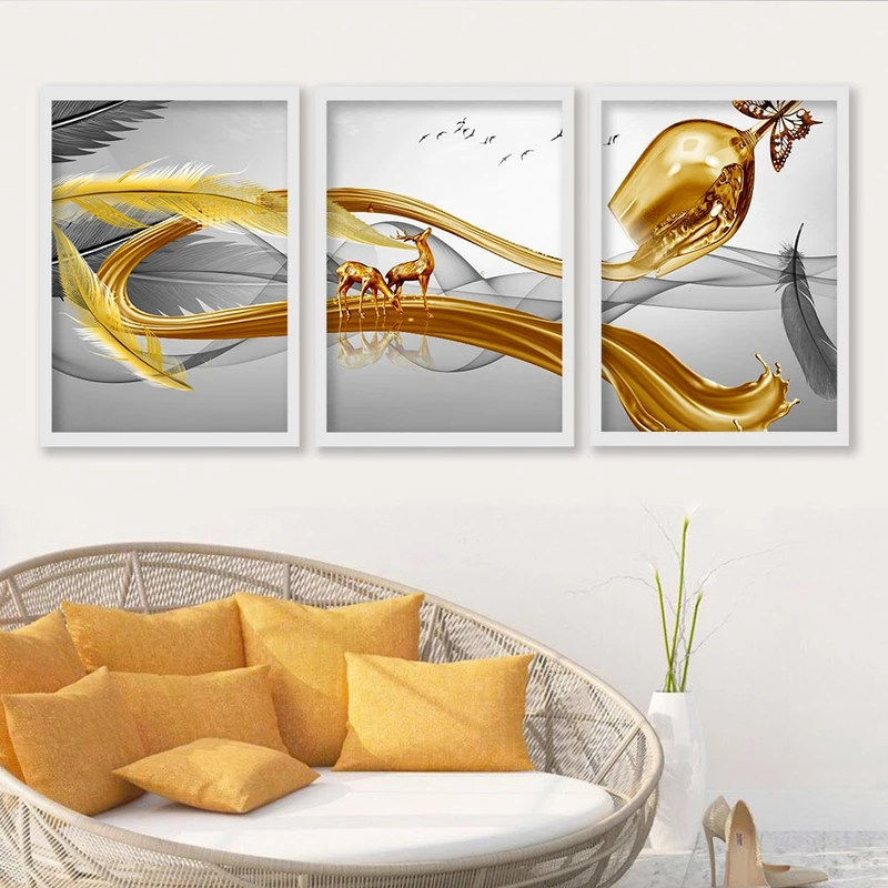 تابلو صبا طرح مدل دکوراتیو مدرن کد B1212w مجموعه 3 عددی