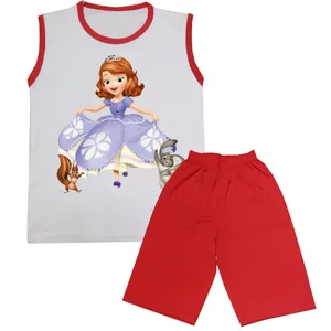 ست تاپ و شلوارک دخترانه مدل پرنسس سوفیا کد STb2060