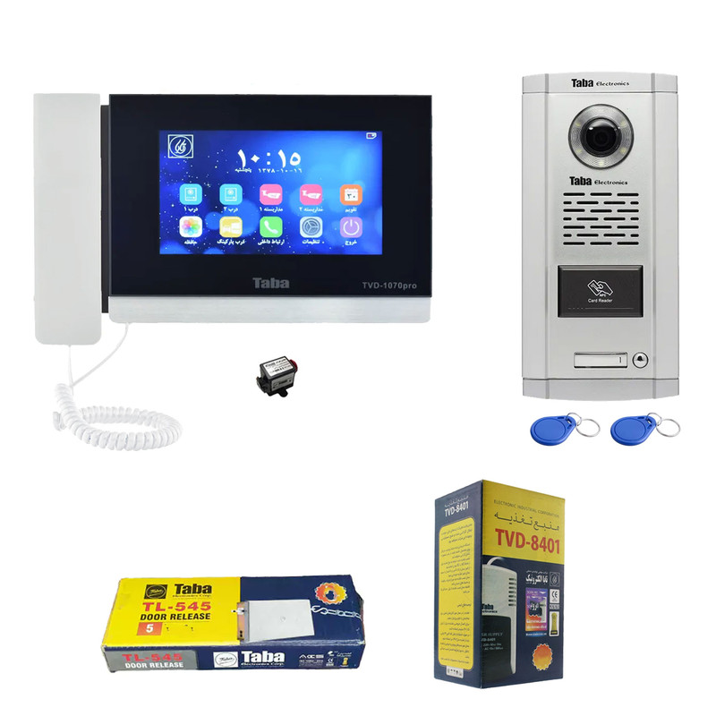 مجموعه دربازکن تصویری کارتی تابا مدل 1070PRO-1860CR یک واحدی به همراه محافظ ولتاژ مانیتور