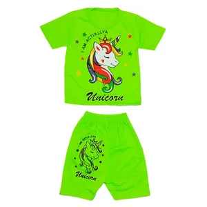 ست تی شرت و شلوارک دخترانه کد 9990PGR