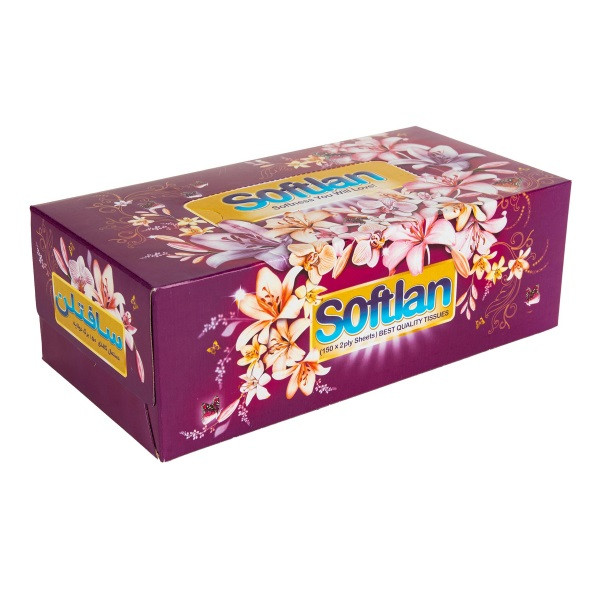 دستمال کاغذی 300 برگ سافتلن مدل باغ بهشت بسته 6 عددی