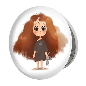 آینه جیبی خندالو طرح دخترونه مدل تاشو کد 6122 