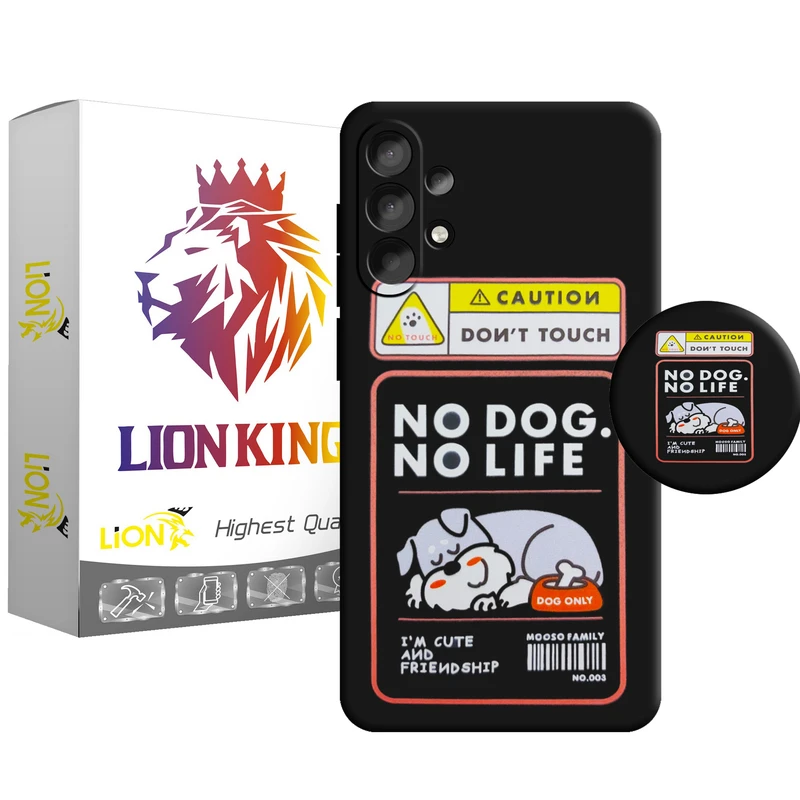 کاور لاین کینگ مدل NO DOG NO LIFE مناسب برای گوشی موبایل سامسونگ Galaxy A32 4G به همراه پایه نگهدارنده