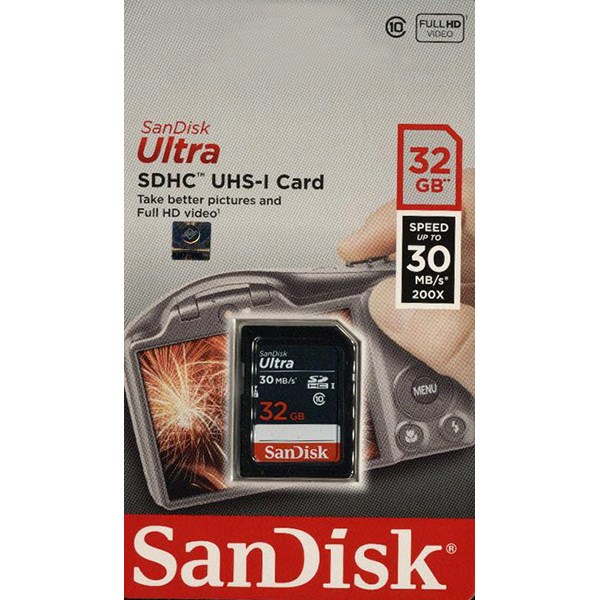 کارت حافظه SDHC سن دیسک مدل Ultra کلاس 10 استاندارد UHS-I U1 سرعت 200X 30MBps ظرفیت 32 گیگابایت