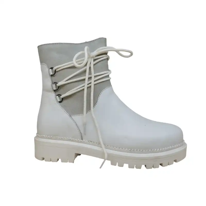 نیم بوت زنانه مدل رکسانا بندی چرم طبیعی رنگ سفید