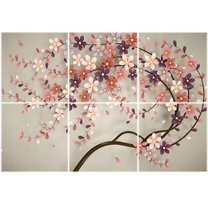  تایل سقفی طرح سه بعدی شکوفه کد 3D 1769-6 سایز 60x60 سانتی متر مجموعه 6 عددی