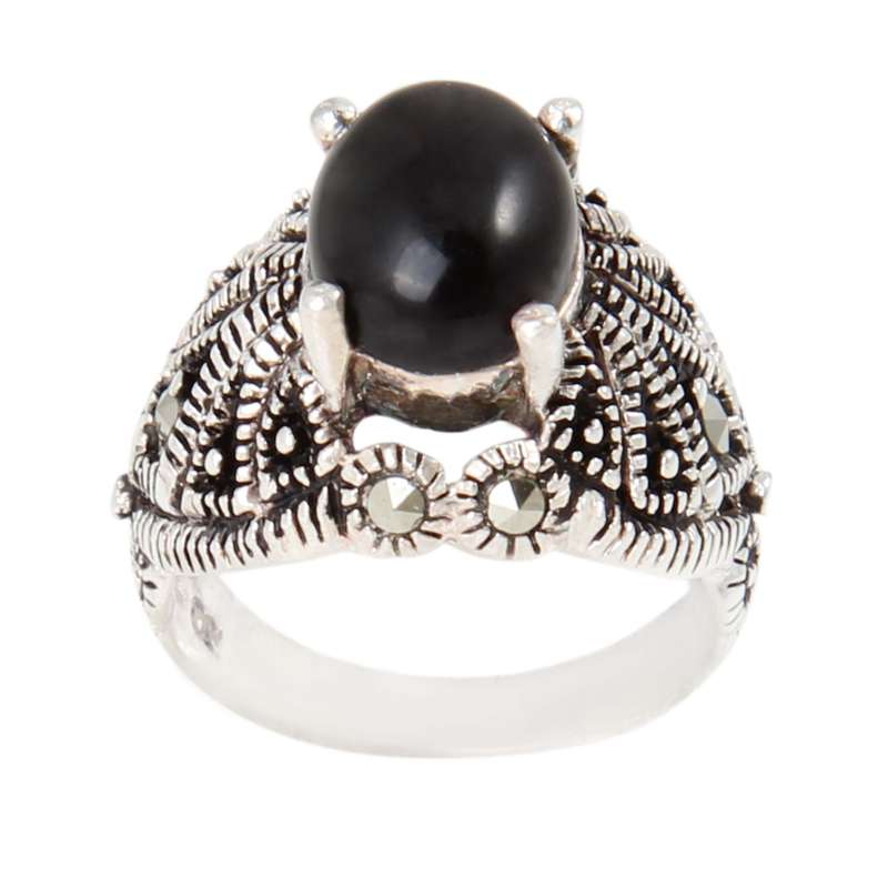 انگشتر نقره زنانه بازرگانی میلادی مدل سنگ عقیق کد AW_497