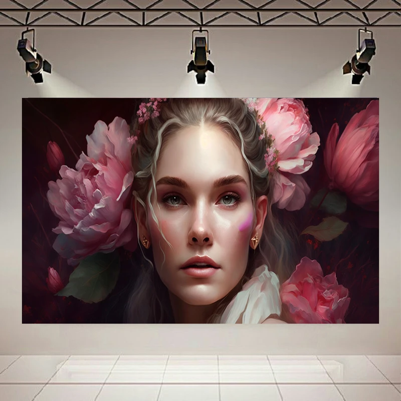 پوستر طرح آرایشگاه زنانه مدل دختر و گل کد AR30695