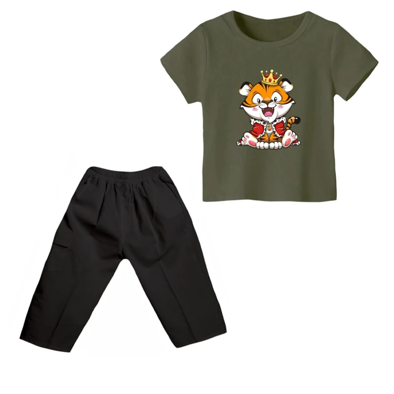 ست تی شرت و شلوارک پسرانه مدل ببر کد ۶