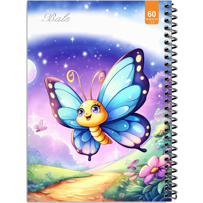 دفتر نقاشی 60 برگ انتشارات بله طرح فانتزی پروانه زیبا کد A4-O358
