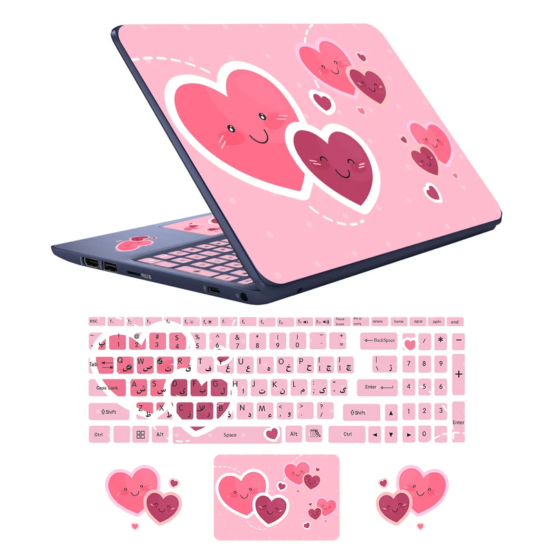  استیکر لپ تاپ مدل LOV-E مناسب برای لپ تاپ 17 اینچی به همراه برچسب حروف فارسی کیبورد