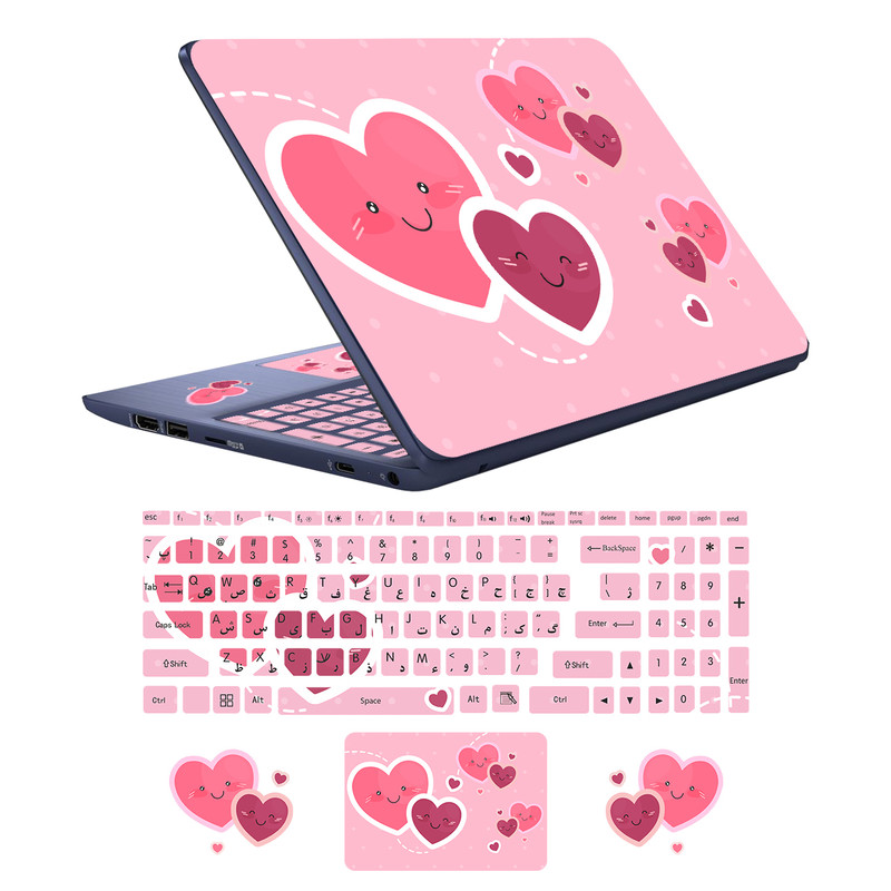 استیکر لپ تاپ مدل LOV-E مناسب برای لپ تاپ 17 اینچی به همراه برچسب حروف فارسی کیبورد