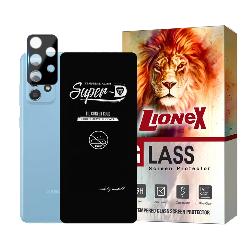محافظ صفحه نمایش لایونکس مدل SUPLNFULI مناسب برای گوشی موبایل سامسونگ Galaxy A52 4G / A52 5G / A52s 5G به همراه محافظ لنز